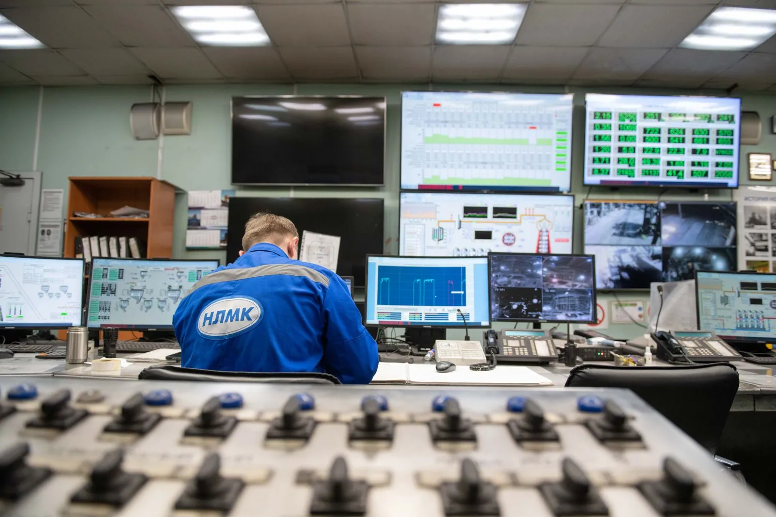 Operations control room with monitoring screens