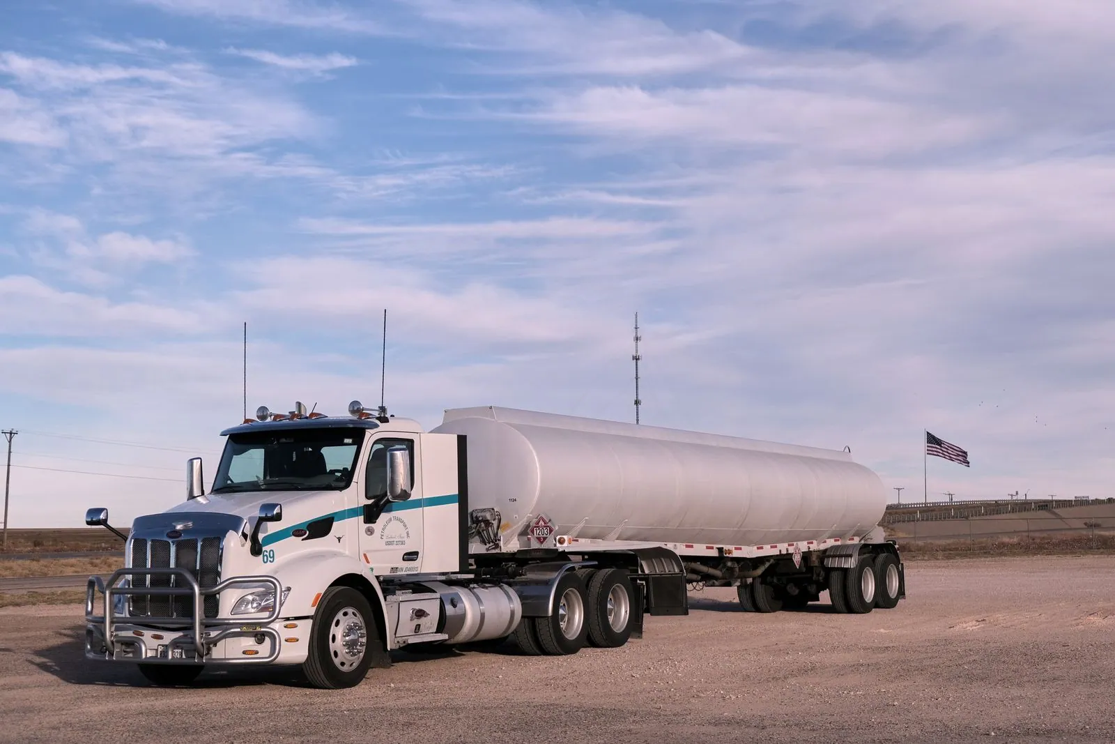 Fuel tanker truck on a highway